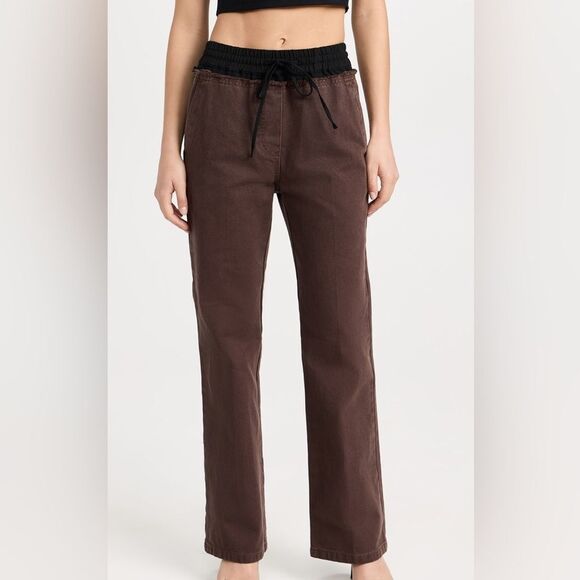 3.1 Phillip Lim womens Denim Combo Pants with drawstring size medium - Picture 4 of 11